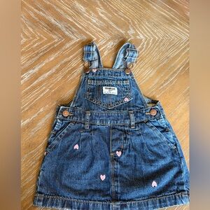 OshKosh B'gosh Denim Overalls with Pink Hearts